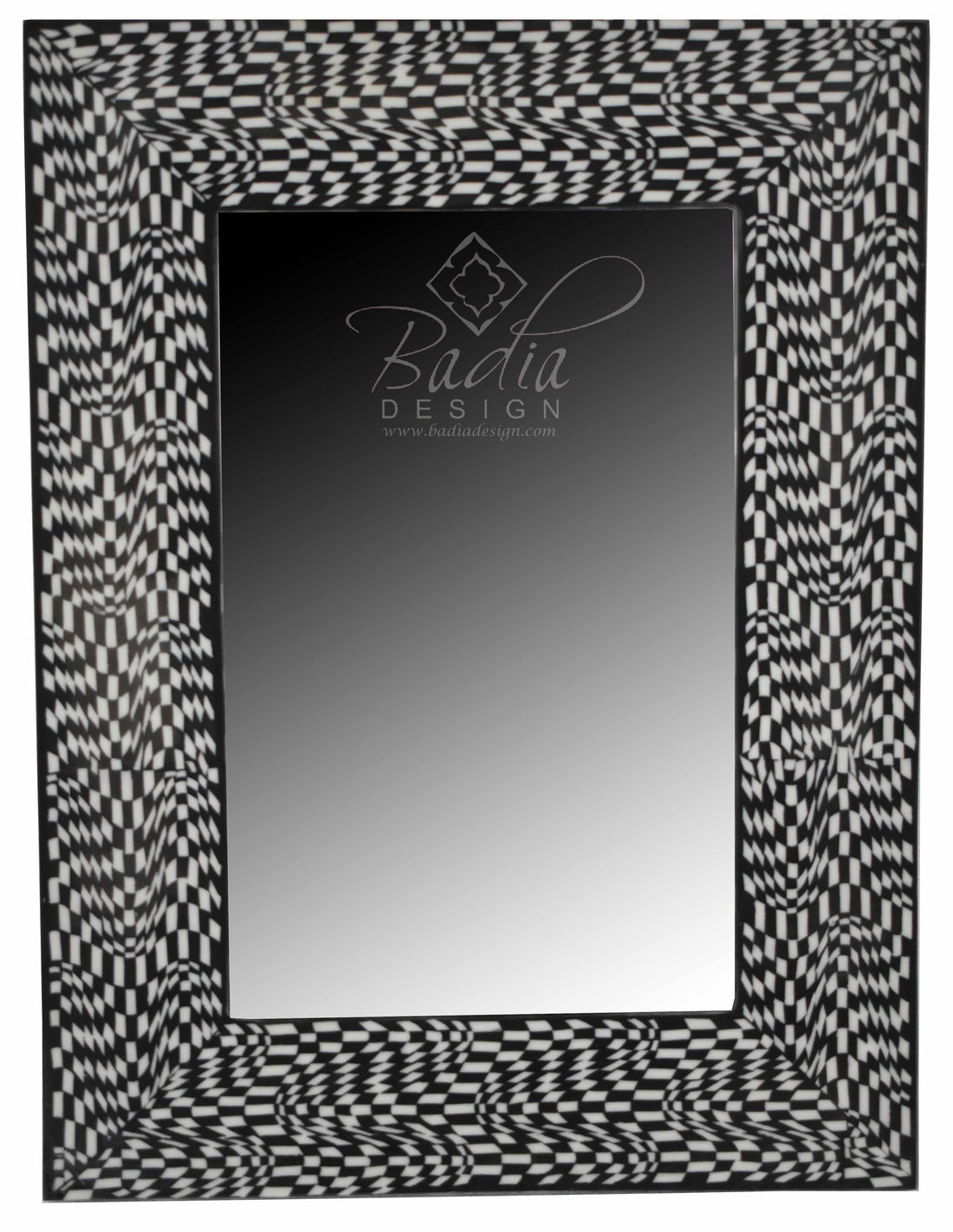 White and Black Resin Camel Bone Inlay Mirror