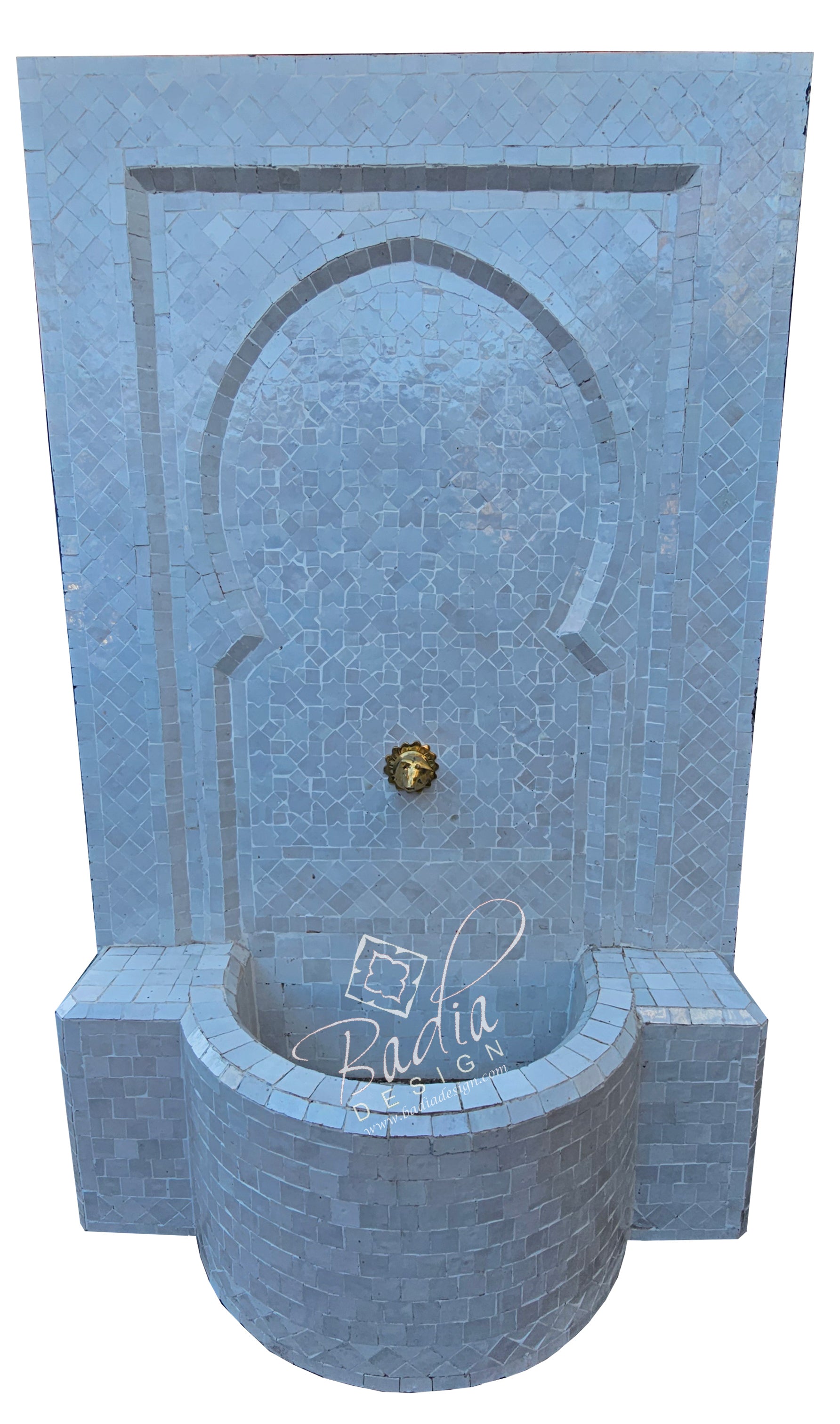 White Mosaic Tile Water Fountain