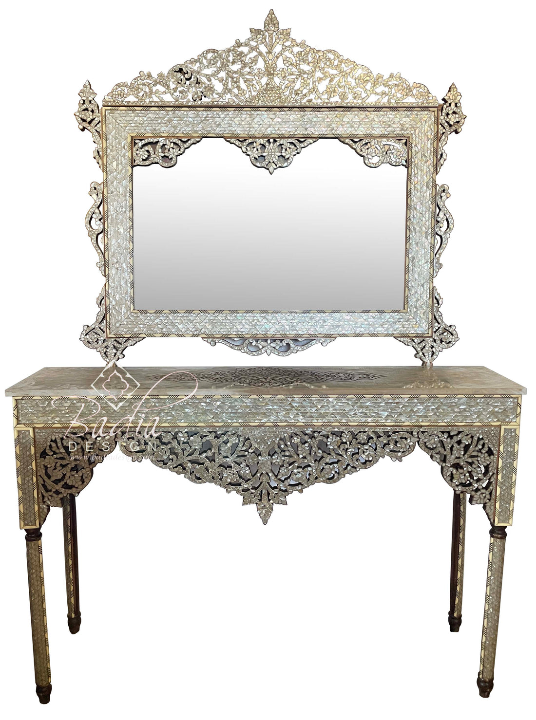 White Mother of Pearl Vanity Set