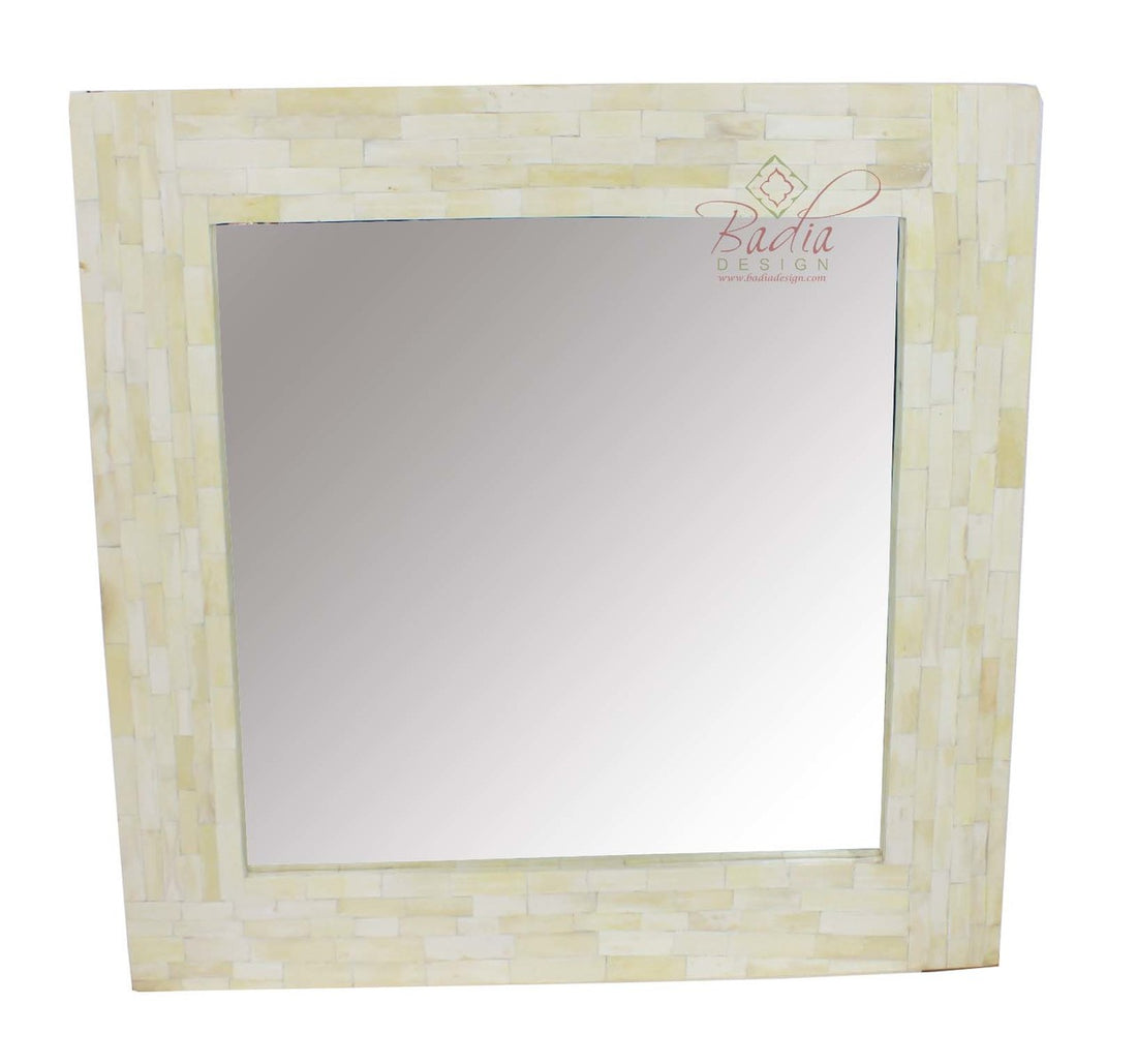 Square Moroccan Camel Bone Inlay Mirror