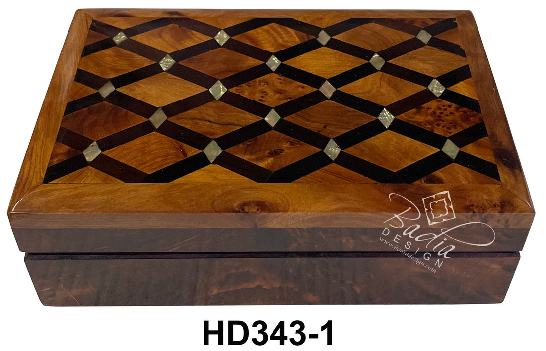 Wooden Thuya Jewelry Box with Mother of Pearl Inlay