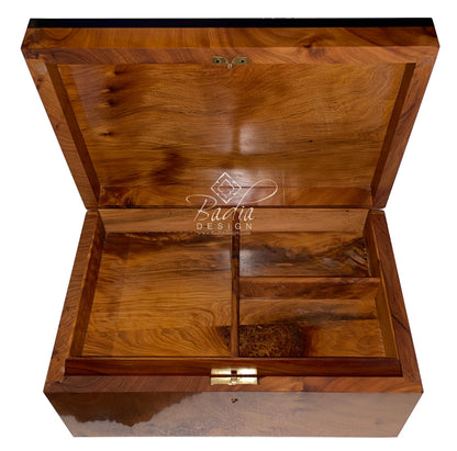 Wooden Thuya Jewelry Box with Mother of Pearl Inlay