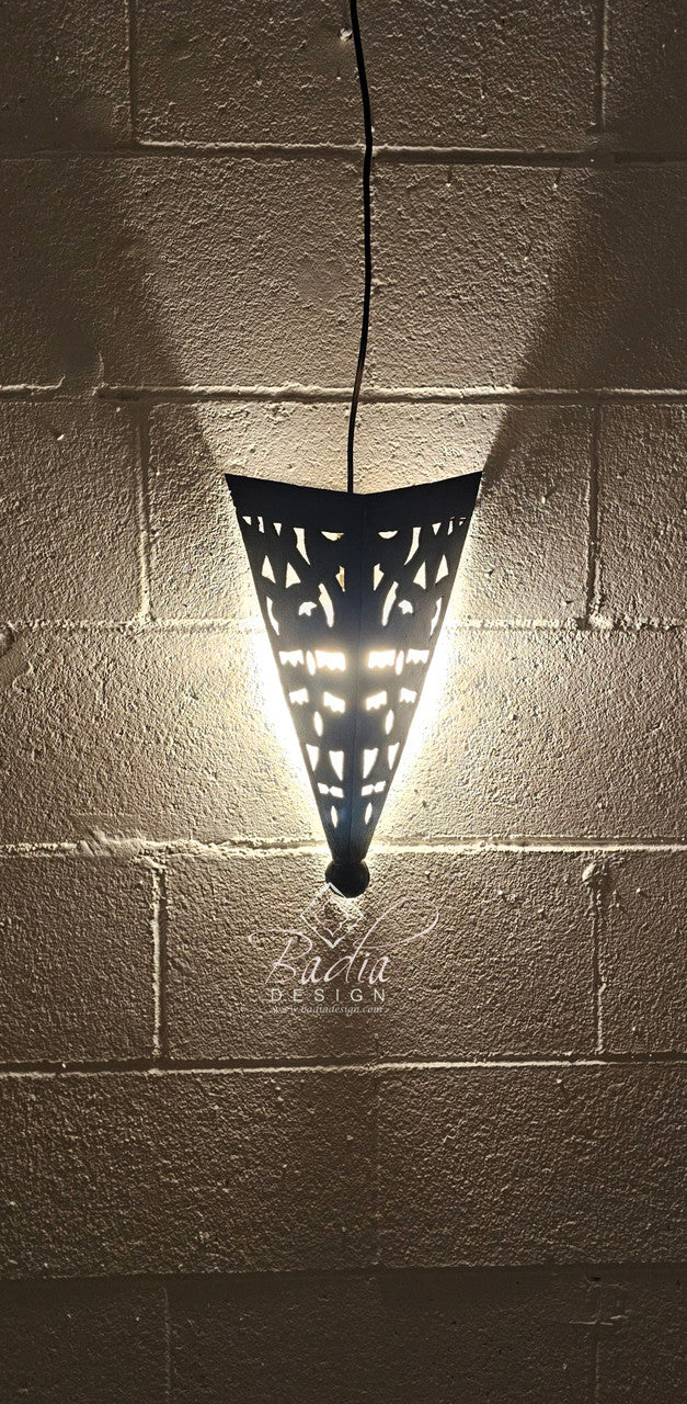 Handcrafted Rustic Iron Wall Sconce with Geometric Pattern