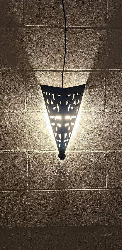Handcrafted Rustic Iron Wall Sconce with Geometric Pattern