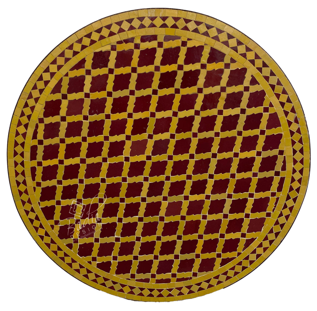 32" Round Yellow Moroccan Tile Table Top