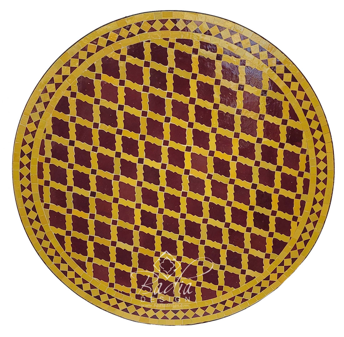 34" Yellow Ceramic Tile Table Top